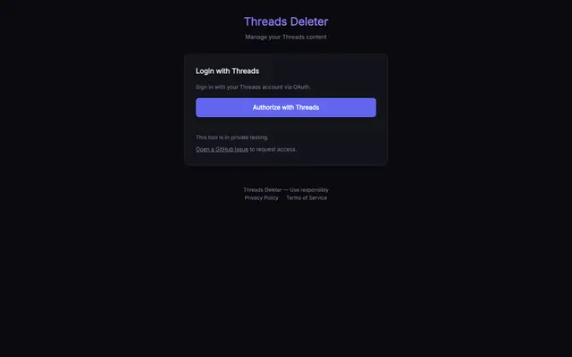 Threads Deleter web dashboard